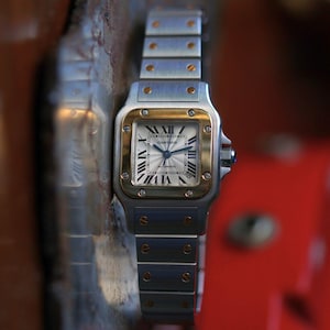 Cartier Santos Galbee Ref. 2423 Steel & 18k Gold Small 24 mm Guilloche Dial Automatic 2000s