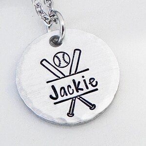 Baseball Necklace, Softball Necklace, Personalized, Gift for Mom, Name Jewelry, Sport Gifts, Baseball and Bat, Gift for Girl, Gift for Boy image 1