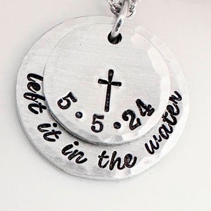 Left It In The Water, Baptism Necklace, Gift for Girl, Teen Baptism, Adult Baptism, Cross, Personalized Date, Religious Jewelry, Layered