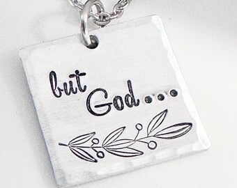 But God Necklace, Religious Jewelry, Faith Based, Blessings, Gift for Her, Inspirational Gift, Encouragement, Hand Stamped, Handmade Gift