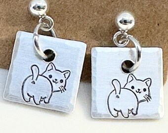 Kitty, Cat Earrings, Cat Butt, Cat Lover Gift, Gift for Her, New Cat, Handmade Earrings, Birthday Gift, Gift for Vet