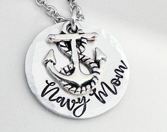 Navy Wife, Navy Necklace, Anchor, Mother's Day, Deployment Gift, Sailor Wife, Boot Camp Graduation for Wife, Stamped Jewelry