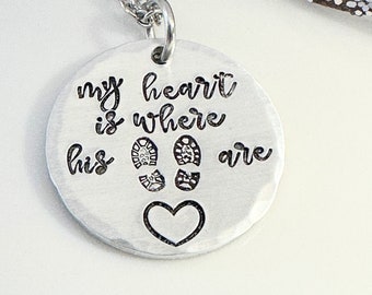 Hand Stamped Military Wife Necklace, Long Distance Gift
