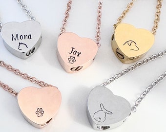 Rose Gold Heart Urn - Pet Loss - Dog Loss -Cat Loss -Pawprint - Pet Ash Holder - Pet Keepsake -Urn for Ashes -Memorial Jewelry -Urn Necklace