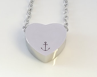 Anchor Necklace, Nautical Jewelry, NAVY Mom, To Mom From Son, From Daughter, Sailor, Long Distance Relationship, Heart Necklace, Boot Camp