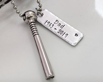 Personalized Baseball Urn - Urn Necklace - Sympathy Gift - Urn for Ashes - Ash Holder - Baseball Bat Urn - Keepsake Urn - Cremation Urn
