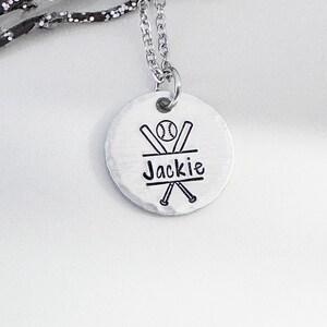 Baseball Necklace, Softball Necklace, Personalized, Gift for Mom, Name Jewelry, Sport Gifts, Baseball and Bat, Gift for Girl, Gift for Boy image 2