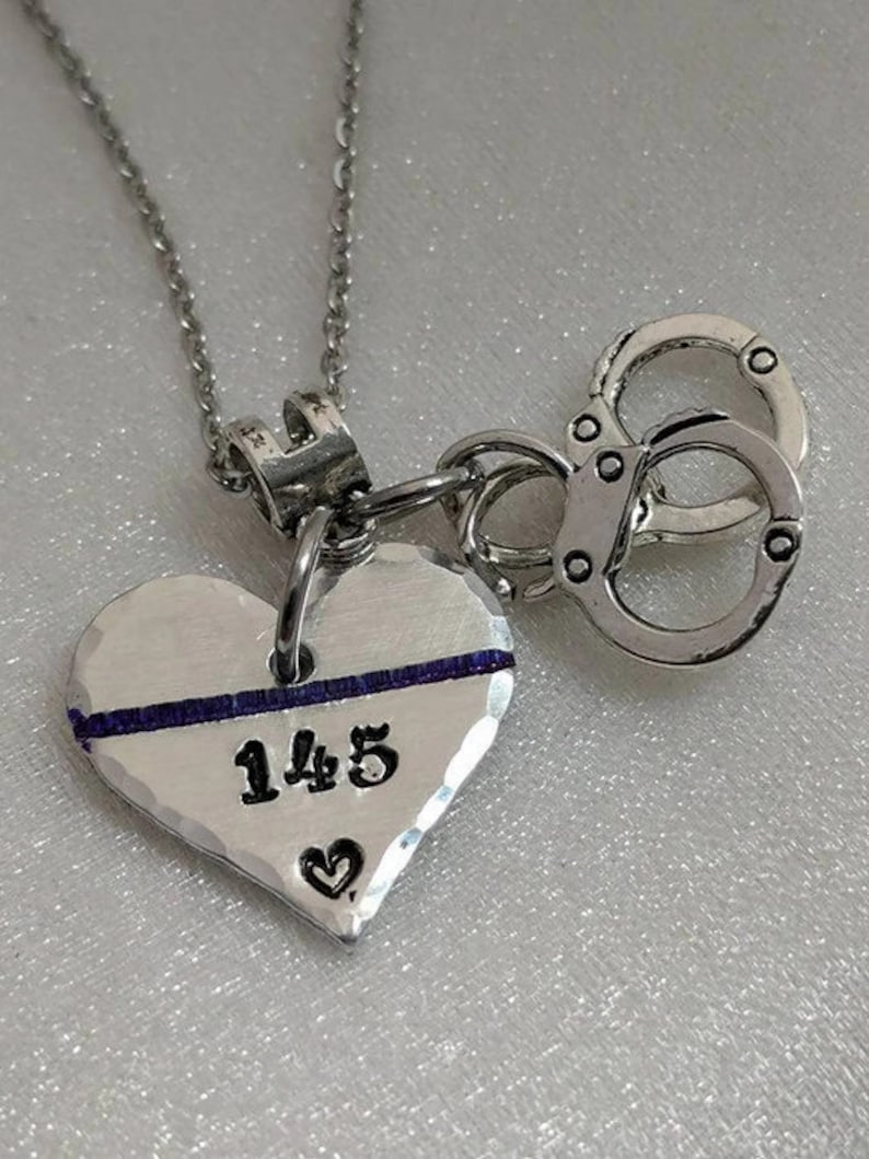 Valentine/'s Gift for Her Thin Blue Line Necklace Police Officer Jewelry Police Wife Necklace
