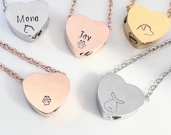 Silver Heart Urn - Pet Loss - Dog Loss -Cat Loss -Pawprint -Pet Ash Holder - Pet Keepsake -Urn for Ashes -Memorial Jewelry -Urn Necklace