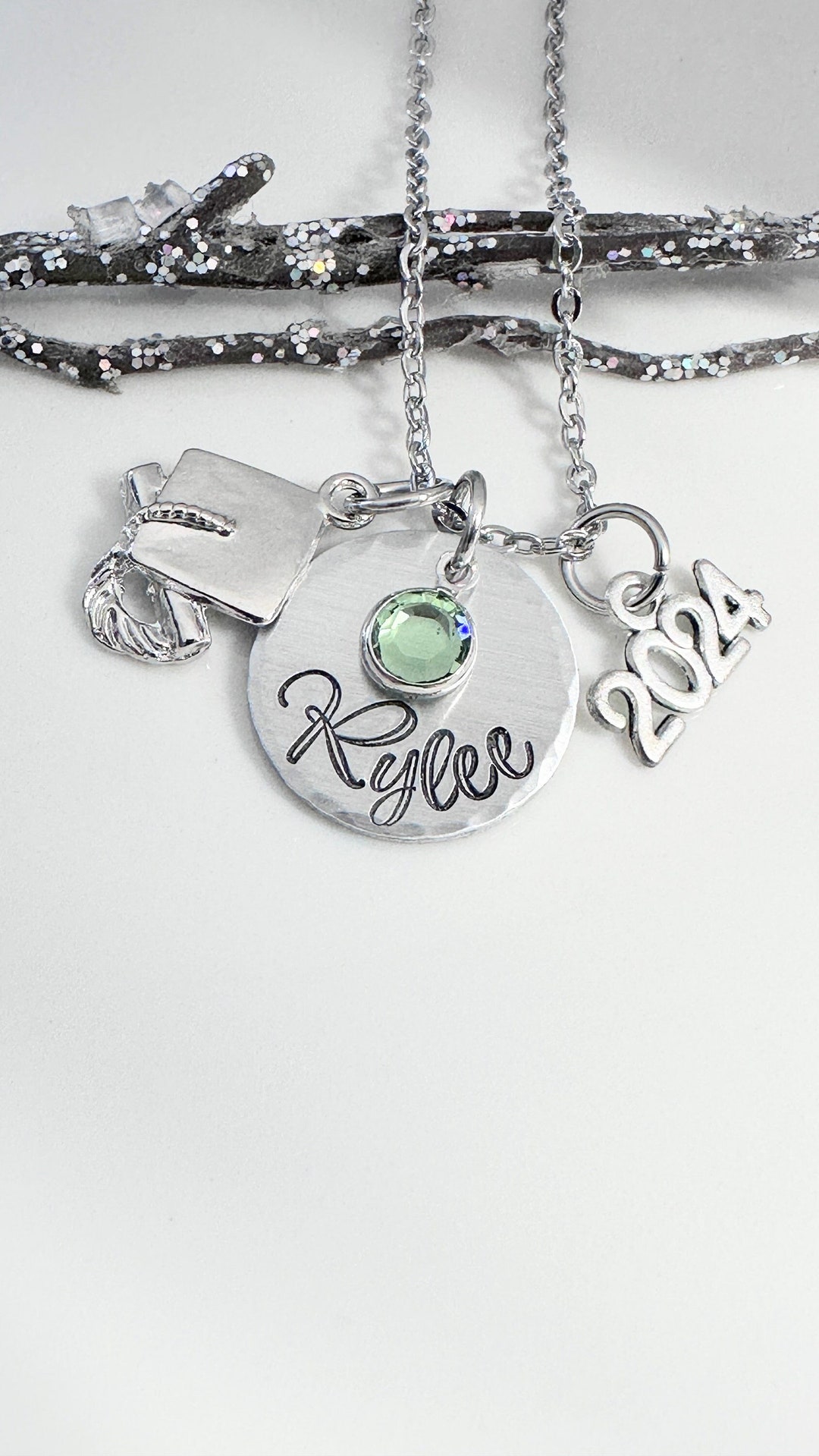 Personalized Floating Locket Necklace for Class of 2023 Graduate • by JE