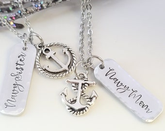 Anchor Necklace, Mothers Day, NAVY Mom, Deployment Gift, Sailor, Nautical Jewelry, Boot Camp, Military Wife, Military Girlfriend Gift