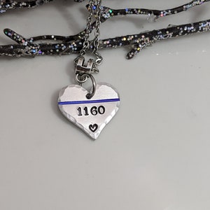 SALE Thin Blue Line Heart Jewelry Gift for Her Personalized Badge Number Mother's Day Hero Gift Police Wife image 9
