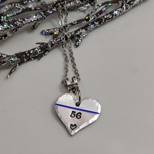 SALE Thin Blue Line Heart Jewelry Gift for Her Personalized Badge Number Mother's Day Hero Gift Police Wife image 3