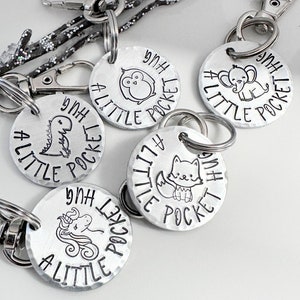 Pocket Token, Pocket Hug, Backpack Hang, Back To School, Backpack Tag, Gift for Kids, Encouragement, Inspirational, Metal Stamped