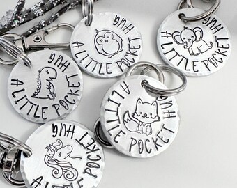 Pocket Token, Pocket Hug, Backpack Hang, Back To School, Backpack Tag, Gift for Kids, Encouragement, Inspirational, Metal Stamped