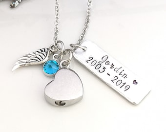 Personalized Urn Necklace - Silver Heart Urn - Keepsake Jewelry - Loss Necklace