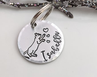Cat Tag Personalized - Cat ID Tag - Stamped Tag - Kitten Tag - Name Tag - Identification Tag for Cat - Playing Kitten Tag