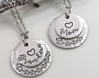 SALE - Elephant Necklace - Mom Necklace - Mom and Baby - Jewelry for Mom - Elephant Lover - Grandma- Gift For Mom - Gift from Kids
