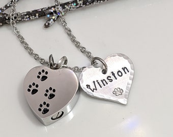Pet Loss Gift  - Pet Memorial - Sympathy Gift-  Personalized Pet Urn - Pet Remembrance Necklace - Pet Urn - Paw Print Urn - Loss of Pet Gift