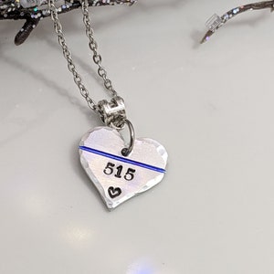 SALE Thin Blue Line Heart Jewelry Gift for Her Personalized Badge Number Mother's Day Hero Gift Police Wife image 10