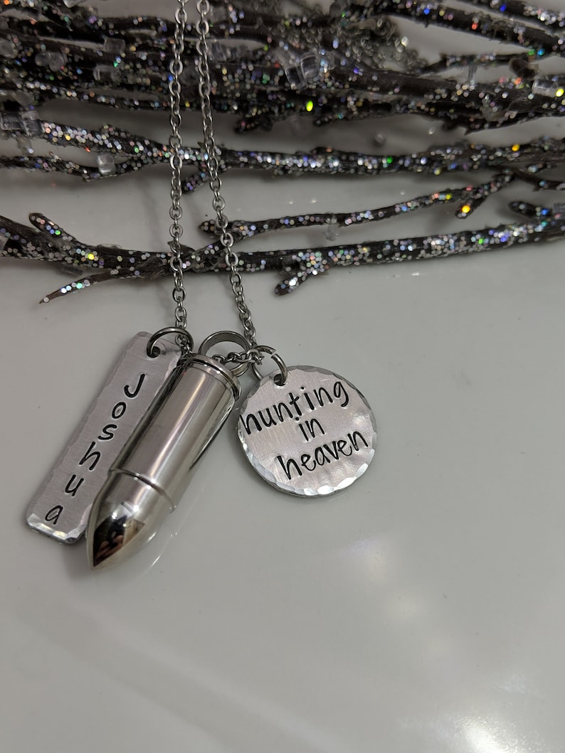 Hunting in Heaven-Urn Necklace-Cremation Jewelry-Ashes Necklace-Bullet Urn-Urn Necklace Dad-Ashes Keepsake-Human Ashes Urn-Urn Jewelry Gift