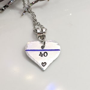 SALE Thin Blue Line Heart Jewelry Gift for Her Personalized Badge Number Mother's Day Hero Gift Police Wife image 5