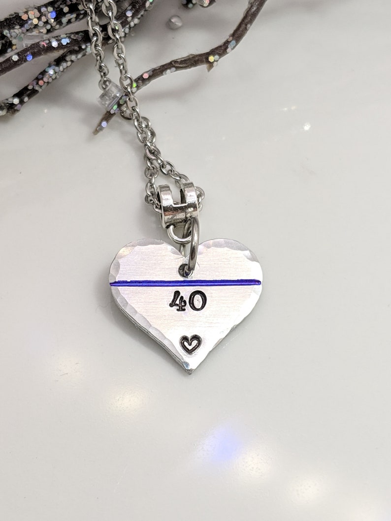 SALE Thin Blue Line Heart Jewelry Gift for Her Personalized Badge Number Mother's Day Hero Gift Police Wife image 5