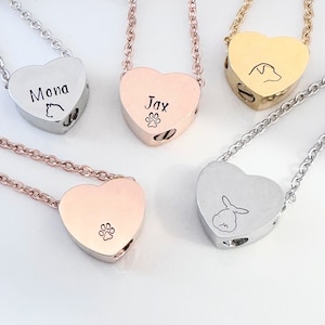 Gold Heart Urn - Pet Loss - Dog Loss - Cat Loss - Pawprint - Pet Ash Holder - Pet Keepsake - Urn for Ashes - Memorial Jewelry -  Necklace
