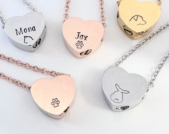 Gold Heart Urn - Pet Loss - Dog Loss - Cat Loss - Pawprint - Pet Ash Holder - Pet Keepsake - Urn for Ashes - Memorial Jewelry -  Necklace