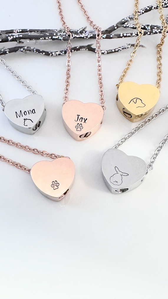 Gold Heart Urn Pet Loss Dog Loss Cat Loss Pawprint Pet Ash Holder