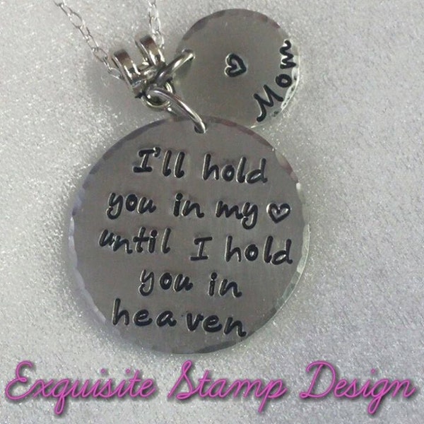 Begrip Gift-I'll houden u In My Heart - Hand gestempeld ketting - gepersonaliseerde Memorial - Memorial aandenken - In geheugen van Gift - 1" cirkel