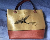 Hand-painted vegan leather Mayfly tote