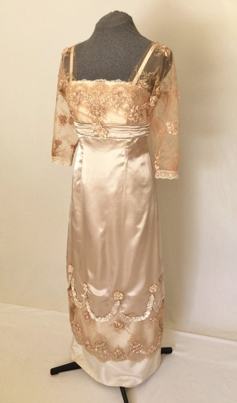 Edwardian Wedding Dress Wedding Gown Luxurious Satin and