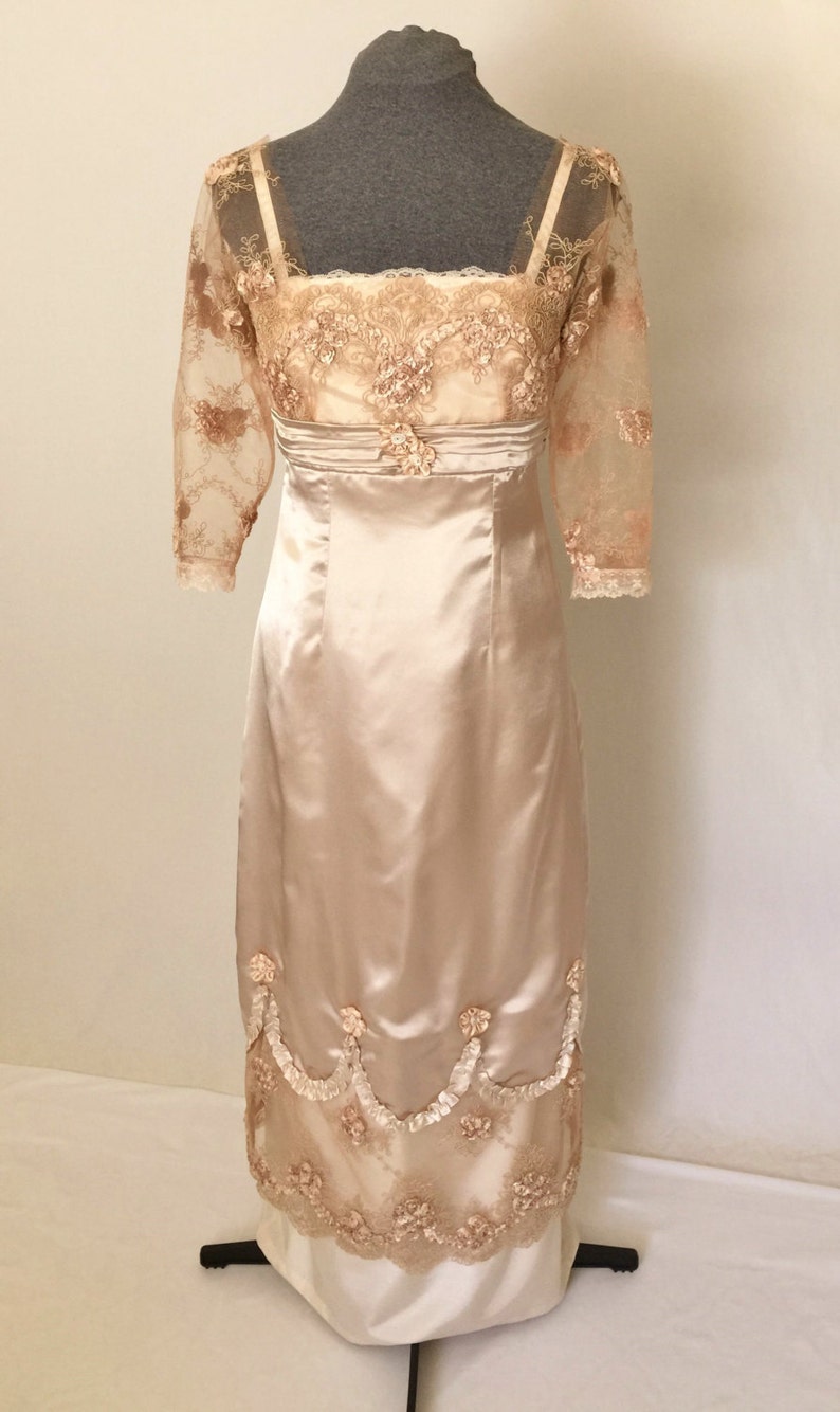 Edwardian Wedding Dress Wedding Gown Luxurious Satin and