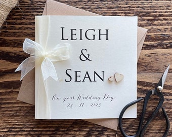 Rustic Personalised Wedding Card | ivory card