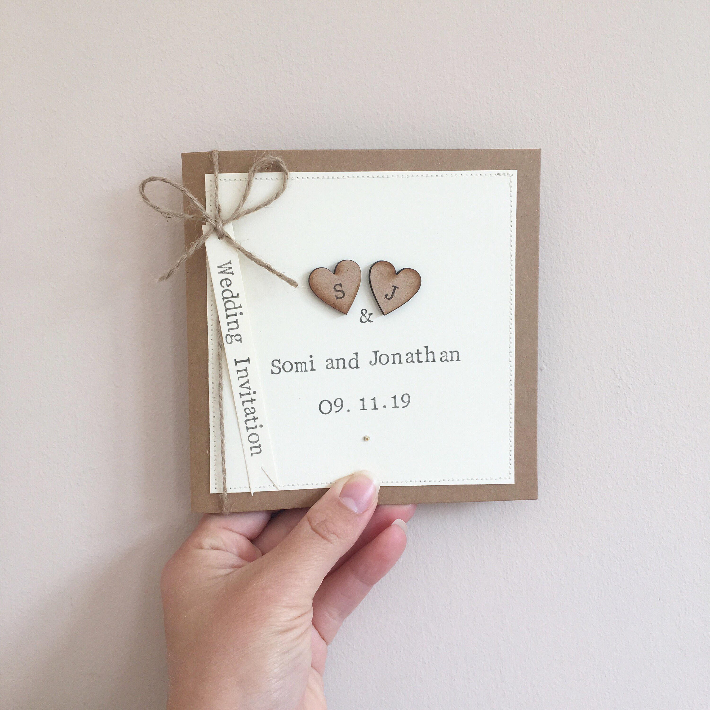 20 x Personalised Wedding Invitation Cards, Rustic, Shabby ...