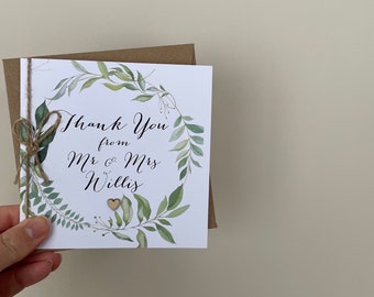 Personalised thank you Wedding Card / Mr and Mrs Card /Mr and Mr Card / Mrs and Mrs Card