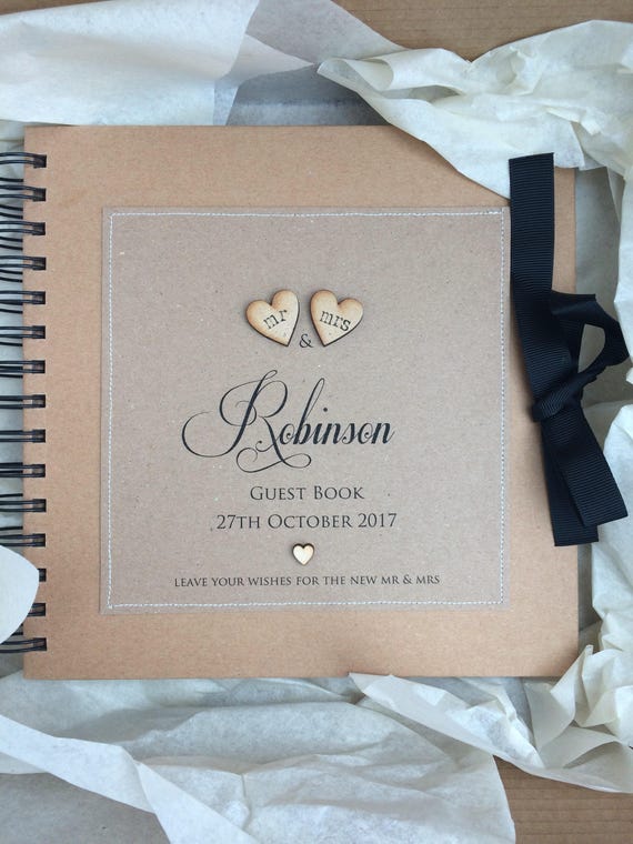 Personalised Guest Book Table Sign Post Wedding Kraft Card Rustic A5 A4 A3 