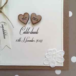 Personalised Wedding Card / Mr & Mrs Card / Vintage Wedding Card / Kraft Card