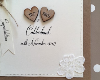 Personalised Wedding Card / Mr & Mrs Card / Vintage Wedding Card / Kraft Card