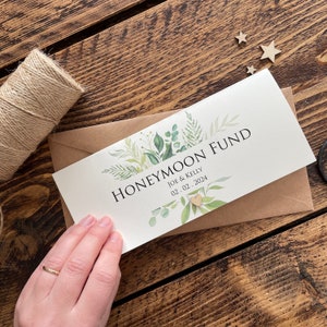 Vintage Personalised Wedding Money Wallet | Honeymoon Fund | Rustic Wallet