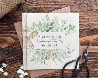 Vintage Personalised Wedding Card | Foliage | Rustic Wedding | Civil Ceremony Card | First name Wedding Card | Rustic Wedding Card