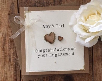 Personalised engagement Card, Rustic, Shabby Chic Card, Congratulations, Glitter