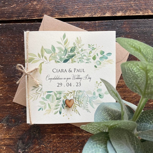Vintage Personalised Wedding Card | Foliage | Rustic Wedding | Civil Ceremony Card | First name Wedding Card | Rustic Wedding Card