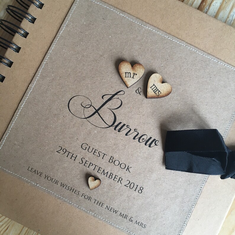 Wedding kraft guest book personalised guest book rustic Etsy