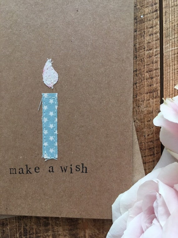 embossed stamped Birthday card Make A Wish handmade