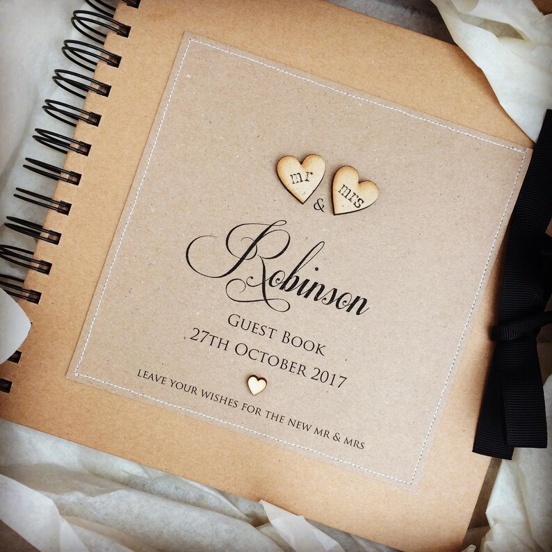Wedding kraft guest book personalised guest book rustic Etsy