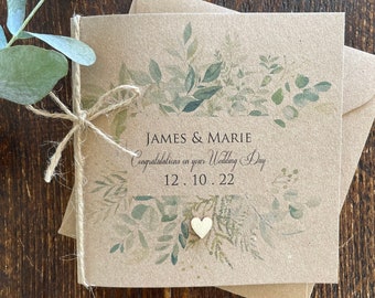 Tarjeta de boda personalizada vintage / follaje / boda rústica