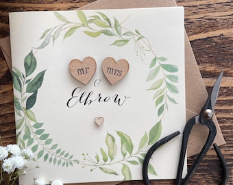 Vintage Personalised Wedding Card | Foliage | Rustic Wedding