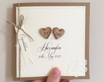 Carte de mariage personnalisée / Mr & Mrs Card / carte de mariage vintage / carte Kraft